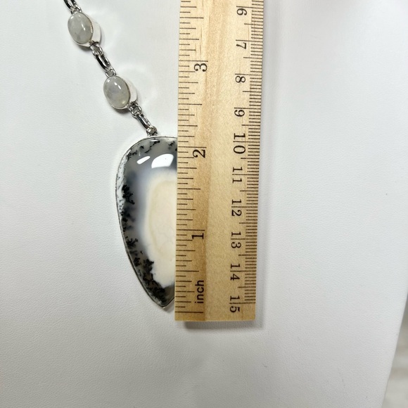 Dendrite Opal Moonstone 925 Gemstone Necklace - Picture 2 of 4